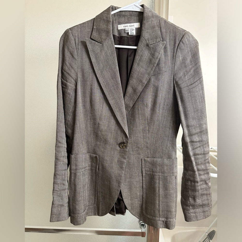 Zara Basic Small Professional Tweed Blazer